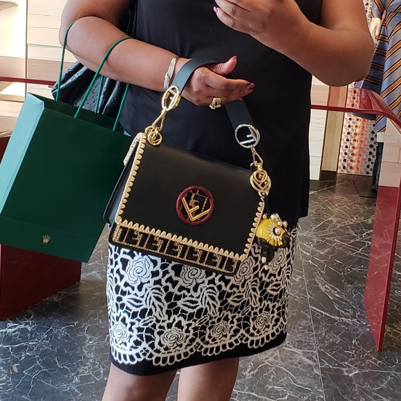Fendi python accent crossbody bag